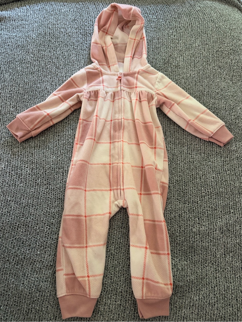 Carter's Pink Plaid Hooded Fleece Jumpsuit